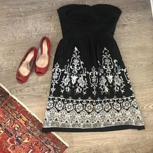 WHBM Strapless Little Black (And White) Dress